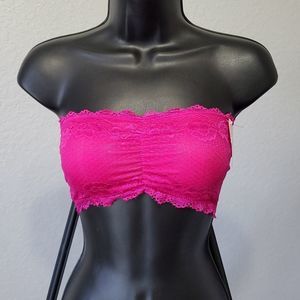 Women's Fuchsia "All Over" Lace Padded Bandeau Size Small/Medium